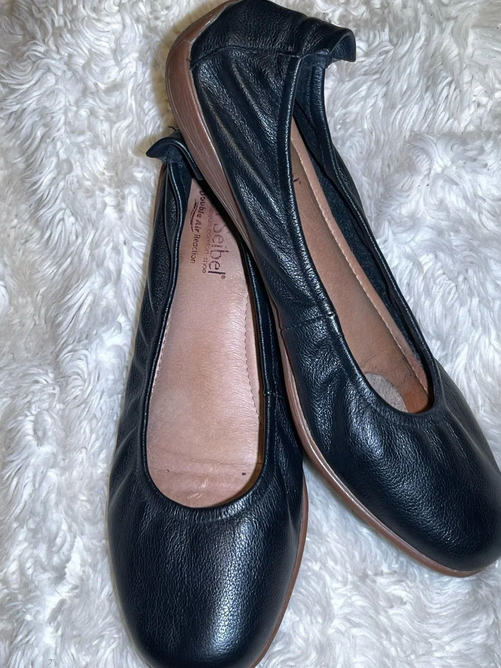 Josef Seibel fenja 01 Black Leather Women's Ballet Flats shoes size 9